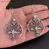 Charm New Fashion Charm Retro Womens Pentagonal Pan God Skull Goat Head Pendant Earrings Gothic Witch Jewelry240408