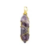 Hot Selling Spiral Crystal Hexagonal Column Pendant Natural Stone Necklace Jewelry