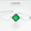 Bracciale Vac Pure Natural A Grado Jade S925 Silver Ink Ink Jade Clover Bracciale Bracciale Womens Inchiostro Giade Posuto di erba Lucky