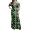 Party Dresses Drop Customized Polynesian Tribal Style Print Womens Clothing One Shoulder Ruffle Maxi Factory Price