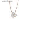 Versão alta Original 1 a1 colar de marca Vancefe White Fritillaria Colar Butterfly Feminino 925 Sterling Silver Plated 18K Designer de alta qualidade Colar