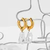 أقراط الطوق اللؤلؤ الباروكي شكل قلادة قطرة للنساء الذهب المطلي بالفولاذ المقاوم للصدأ الدائرة الدائرة حلق المجوهرات الأزياء