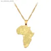 Collane a ciondolo moda che vendono mappa africana collane a sospensione da uomo donna metallo oro color africa mappa gioielli regalo240408y8l1