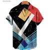 Camisas casuais masculinas 2022 Summer Mens abstrato pintura impressa camisa havaiana Summer Beach Holiday Party Shirt Short Sleeved YQ240408