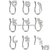 ANELOS NARECES 9pcs/conjunto Crystal Butterfly Ring Fake On Non Piercing Clip on Indianstyle Heart Cuff Nariz Jewelry 220224 Drop Deliver