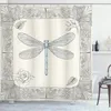 Shower Curtains Noble Curtain Hand-painted Royal Rose Petals And Dragonflies Gorgeous Design Waterproof Fabric Bathroom Decoration