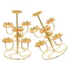 Candle Holders 2pcs 7-branches Lotus Shaped Tea Light Stand Offering Oil Lamp Base Holder