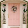 Decorative Flowers The Cordless Prelit Stairway Trim Christmas Wreaths For Front Door Holiday Wall Window Hanging Lit Wreath Outdoor