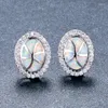 Studörhängen 2024 Vintage Imitation Fire Opal for Women smycken Tillbehör Fashion Geometric Rhinestones Zircon
