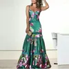 Kobiety kwiatowy nadruk syrena sukienka Tunik Long Beach Cover Up Maxi Wear Pareos de Playa Mujer Elegancka impreza