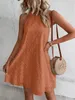 WOMENS MINI ABRET Summer Casual O Neck Sleeveless Aline Chic Dresses femmina Fashi