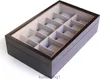 CASE ELEGANCE Solid Espresso Wood Watch Box Organizer with Glass Display Top 12 slot (Espresso)