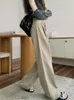 Jeans femminile kaki donne ad alta vita 2024 coulstringa autunno pantaloni di denim largo pantaloni vintage sciolti