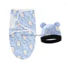 담요 Swaddling Summer Born Bair Boy Girls Head Neck Protector Cotton Slee Bag with Hat Set DDLE 얇은 통기성 0-6 개월 DHXA9