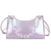 Shoulder Bags Fashion Ladies Solid Color PU Leather Acrylic Chain One-shoulder Messenger Bag Retro Zipper Small Wallet