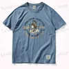 メンズTシャツ夏の新しいメンズビンテージプリントTシャツアメリカンカジュアルラウンドネックピュアコットン洗浄されたブラッシングショートスレベルボトムシャツT240408