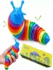 Gearticuleerde vinger slug fidget sensorisch speelgoed 3D stretch flexibele rups cartoon slakken voor kinderen volwassen regenboog kleur angst str4490840