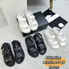 Designer Crystal Calf Leather Women Sandaler Kvinnor Slides Casual Shoes Quiltad Platform Summer Beach Slipper High Quality