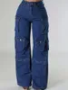 Women's Jeans Vintage Denim Trousers For Women Fall Y2K Clothing Multi Pockets Cargo Pants Streetwear Safari Style