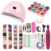 Kits HALAIMAN Nail Art Set Uv Light Gel Polish Nail Drying Lamp Electric Nail Drill Manicure Set Glitter Powder Nail Brushrs Files