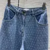 Jeans Women Brand Print WAVY-DOT Gedrukte High-Tailed Denim Rechte broek Geïmporteerde stof Onregelmatige snede Retro-stijl broek Designer Jeans Dameskleding