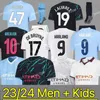 23 24 Soccer Jerseys Haaland de Bruyne Phillips Mans Cities Grealish Ferran Mahrez Fode Bernardo Joao Cancelo Z Rodrigo Football Shirt Men Kid Kit Kit Set Uniforms