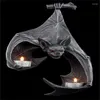 Candle Holders Resin Candlestick Hanging Bats Halloween Garden Statue Sculptures Crafts Holder For Patio Porch