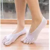 5 Pairs Summer Velvet Thin Five Finger Socks Female Invisible Antislip Silicone No Show Breathable Silk Boat Women 240408