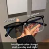 نظارة شمسية 1pcs تغيير اللون الإطار المضلع للمرأة