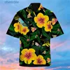 Camisas casuais masculinas Flores de flor Hawaiian Camisa masculina Moda curta Camisa de praia Casual Casual Flip Flip Collar Aloha Mens Clothing YQ240408