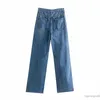 Jeans traf kvinnor chic mode rippade hål breda ben jeans vintage hög midja blixtlås flue denim byxor kvinnliga byxor mujer 202308