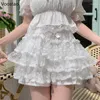 Calcinha feminina gótica lolita segurança calças curtas mulheres doces coreano fofo malha de renda laço calcinha japonesa y2k jk bloomers harajuku kawaii