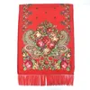 Écharbes 70 200cm de style russe Imprimé floral écharpe femmes de luxe fleurs ethniques châles ukrainiens à franges enveloppe