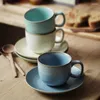 Filiżanki spodki japoński w stylu retro ceramiczna 300 ml kawa i spodek ręcznie robione domowe śniadanie dużych kubków mlecznych herbaty drykware