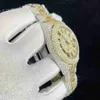 Fashion Luxury Diamond Watch Digital Mécanique Moisanite Montres en argent avec des bijoux de couleur dorée