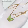 Norma designer originale di alta qualità 1to1 Vancelf Vancelf Full Diamond Butterfly Collana Womens 18K rosa in oro rosa in oro rosa diamante verde verde donna senior designer designer gioielli