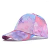 Ball Caps Coton Baseball Cap Breamable Hip-Hop Tie Dye Print Visor Soleil Chapeur de camionneur multicolore A réglable