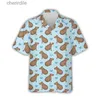 Men's Casual Shirts Kawaii Capybara pattern mens 3D printing Aloha Beach Hawaii mens short sleeved cool flip collar shirt yq240408