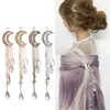 Decoração de festa clássica lua de cristal stromestone miçangas de cabelo com clipe de cabelos Fringe Cabine
