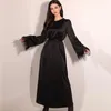 Abbigliamento etnico Donne in raso abito lungo abito arabo burqas islamico rotondo a collo tondo nake maniche morbide accoglienti abayas