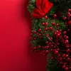 Fleurs décoratives 10pcs de Noël paillettes de Noël tiges de baies rouges avec branches bordeaux artificiels pour fleur séchée en coton