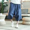 Mannen Harajuku Harem broek Mens Zomer Katoen linnen joggers Male vintage Chinese stijl Soild Color Calflenght broek 240402
