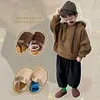 Slipper Childrens Fleece Elastic Jungen Mädchen Mädchen Plüsch Slipper Kleinkind Vorkuster Schuhe Winter warme weiche Sohle Schuhe 2449