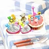 Wegwerp Flatware KX4B 60 stuks Mini Forks Fruit Vork Cartoon Cake Dessert Food Tandenpick Dierlijke vorm Kleur willekeurig voor feest