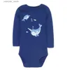 Rompers 5Pcs/lot Baby Boy Bodysuit Long Sleeve Cotton Newborn Baby Clothes Cartoon Whale Print Summer Toddler Overalls Infant Bebe L47