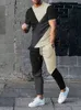 Men Tracksuit Short Sleeve T ShirtPants 2 Piece Mens Set Outfit Oversized Jogger Sportswear 3D Colour Print Trousers Suit 240407