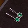 Dangle Ohrringe Silber 925 Noble Green Natural Emerald für Frauen Engagement Edelsteine Sterling zertifizierter Schmuck