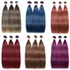 Facotes de cabelo lisos brasileiros 1pc Borgonha loira vermelha 27 marrom 66j color de cinzas Remy Human Weaving S 240327