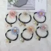 고급 기하학적 꽃 젤리 색상 Scrunchie 고 탄성 상감 모조 다이나 스톤 아세티 고무 밴드 헤어 넥타이 헤어 액세서리