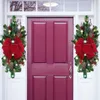 Fleurs décoratives Le prélit sans fil d'escalier de garniture de Noël couronnes de Noël pour la porte d'entrée de la fenêtre murale suspendue décorations d'automne